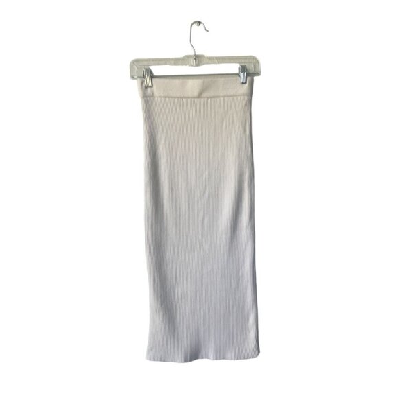 Zara Pencil Midi Skirt Size S  Bodycon Ribbed Knit Cream Off White - Picture 4 of 7